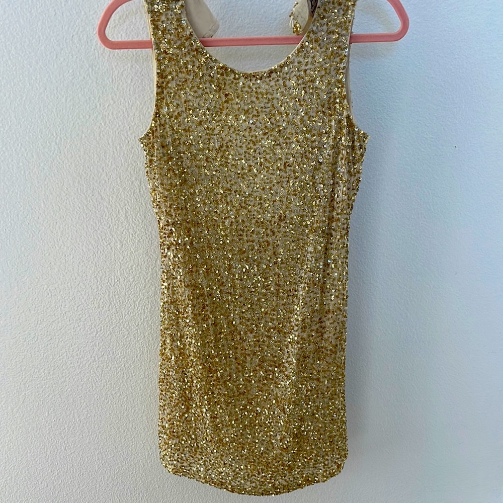 Haute Hippie Gold Sequin Dress with open back size medium